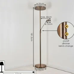 Lampadaire à vasque Huallilemu LED Vieux laiton, 2 lumières