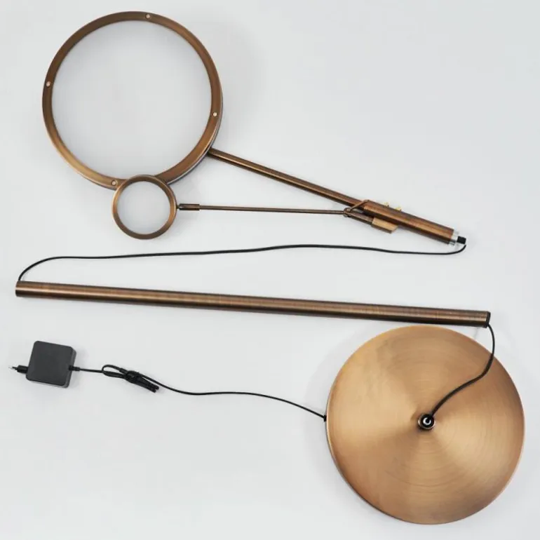 Lampadaire à vasque Huallilemu LED Vieux laiton, 2 lumières