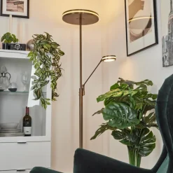 Lampadaire à vasque Huallilemu LED Vieux laiton, 2 lumières