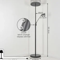 Lampadaire à vasque Huallilemu LED Anthracite, 2 lumières