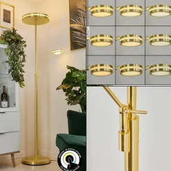 Lampadaire à vasque Huallilemu LED Laiton, 2 lumières