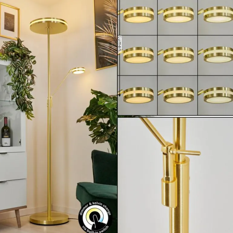 Lampadaire à vasque Huallilemu LED Laiton, 2 lumières