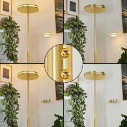 Lampadaire à vasque Huallilemu LED Laiton, 2 lumières