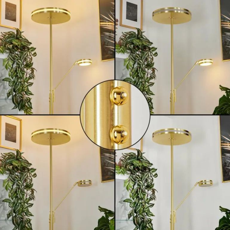 Lampadaire à vasque Huallilemu LED Laiton, 2 lumières