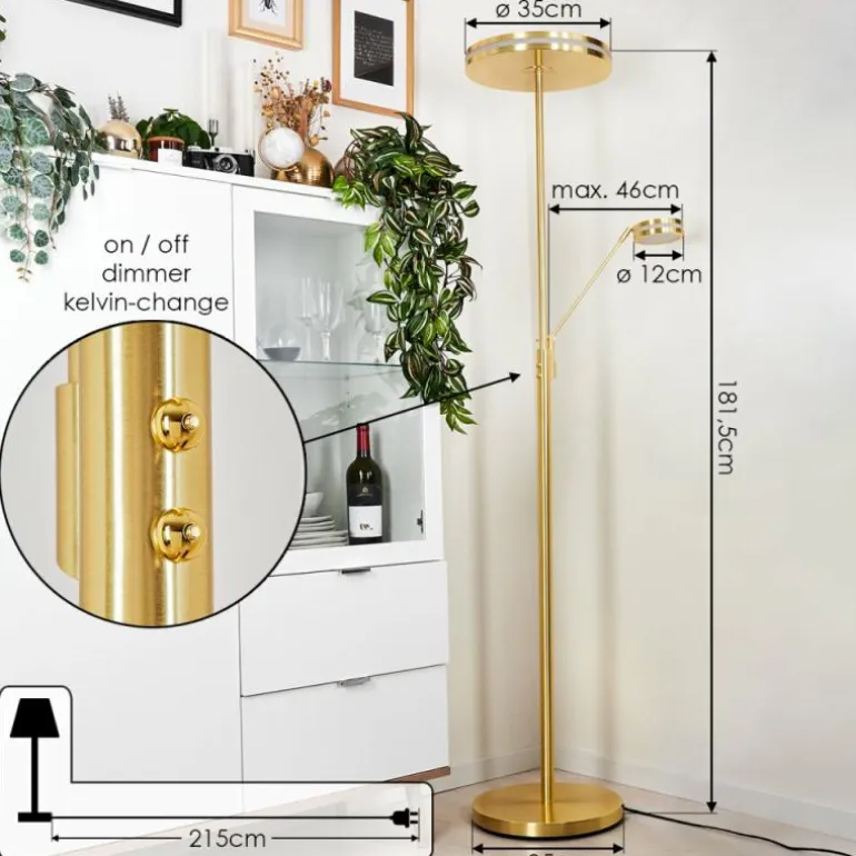 Lampadaire à vasque Huallilemu LED Laiton, 2 lumières
