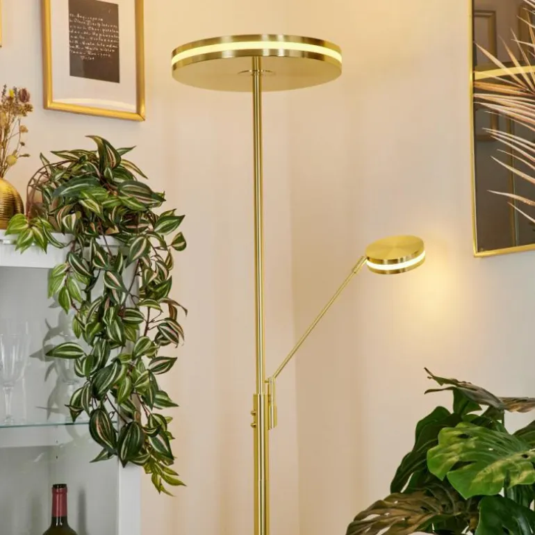 Lampadaire à vasque Huallilemu LED Laiton, 2 lumières