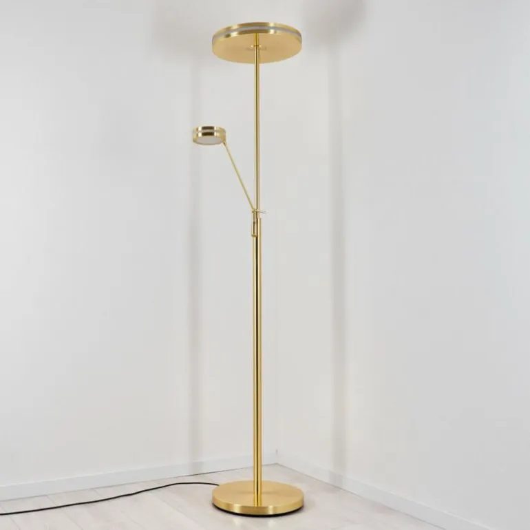 Lampadaire à vasque Huallilemu LED Laiton, 2 lumières