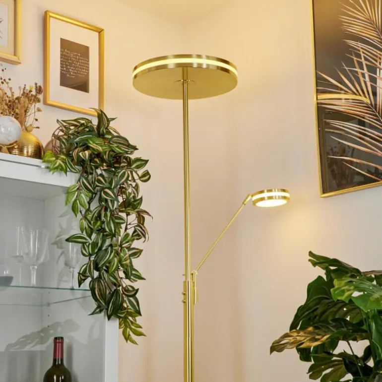 Lampadaire à vasque Huallilemu LED Laiton, 2 lumières