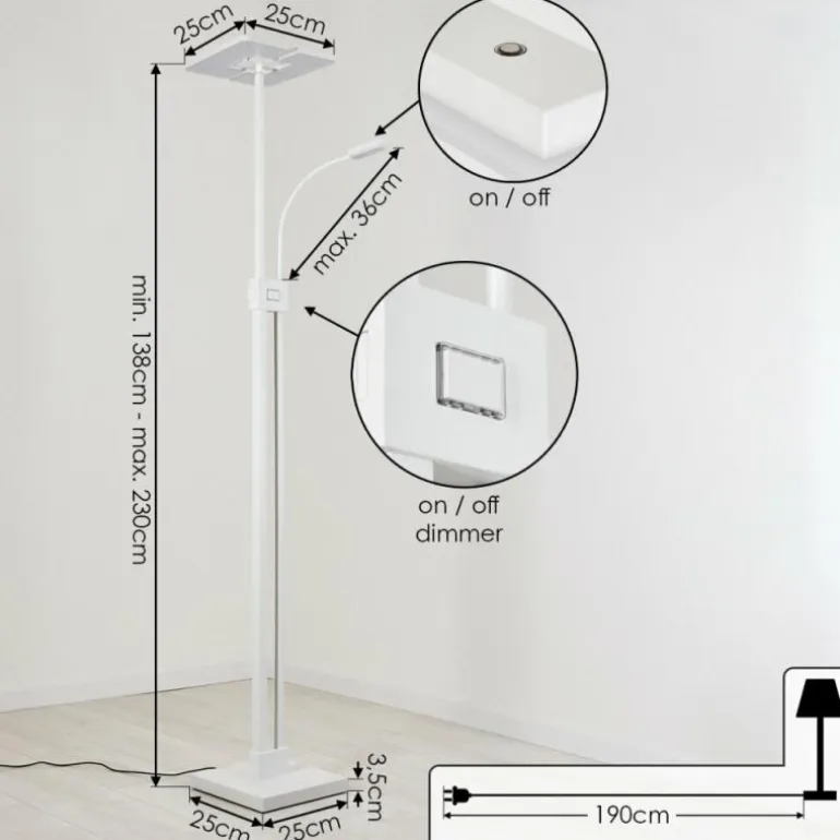 Lampadaire à vasque Janze LED Blanc, 2 lumières