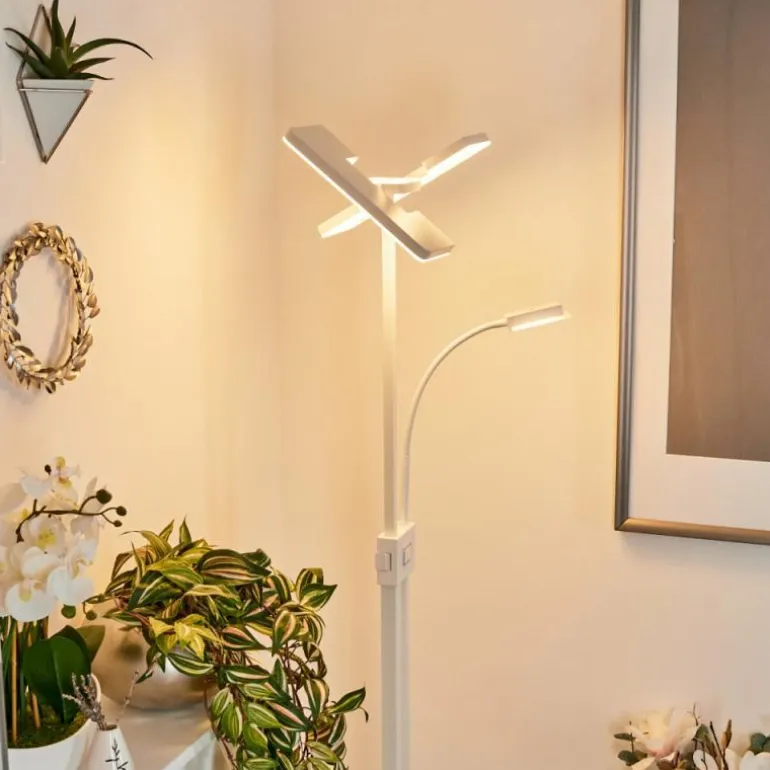 Lampadaire à vasque Janze LED Blanc, 2 lumières