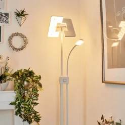 Lampadaire à vasque Janze LED Blanc, 2 lumières