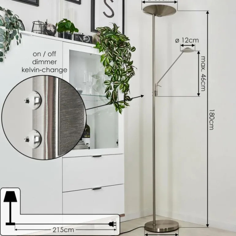 Lampadaire à vasque Murca LED Nickel mat, 2 lumières