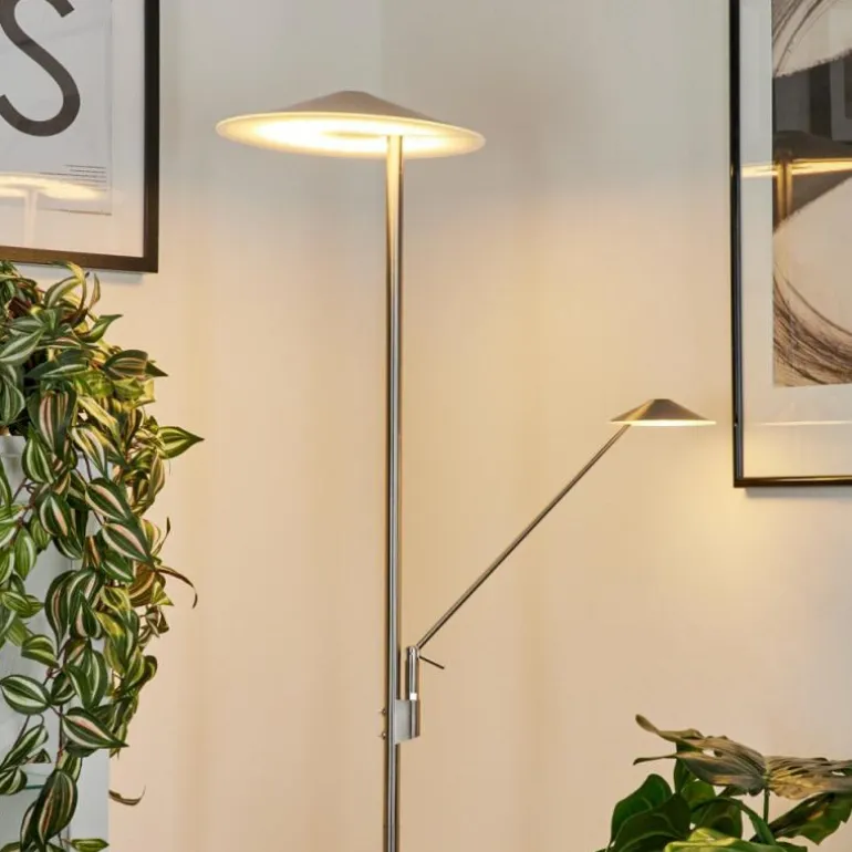 Lampadaire à vasque Murca LED Nickel mat, 2 lumières