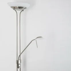 Lampadaire à vasque Biot LED Nickel mat, 2 lumières