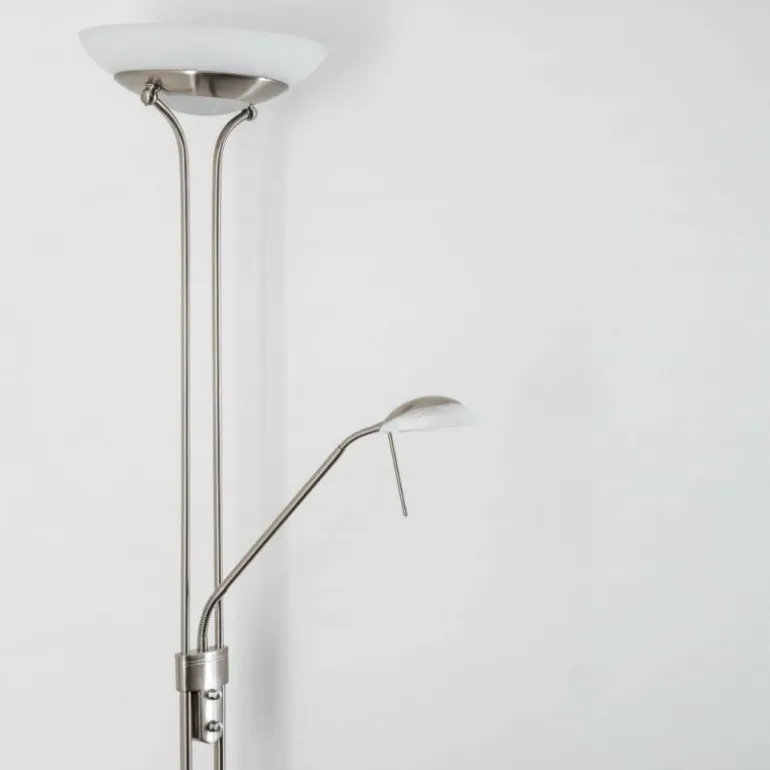 Lampadaire à vasque Biot LED Nickel mat, 2 lumières