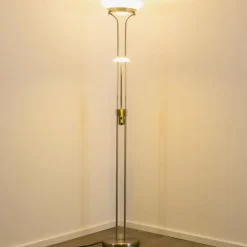 Lampadaire à vasque Biot LED Nickel mat, 2 lumières