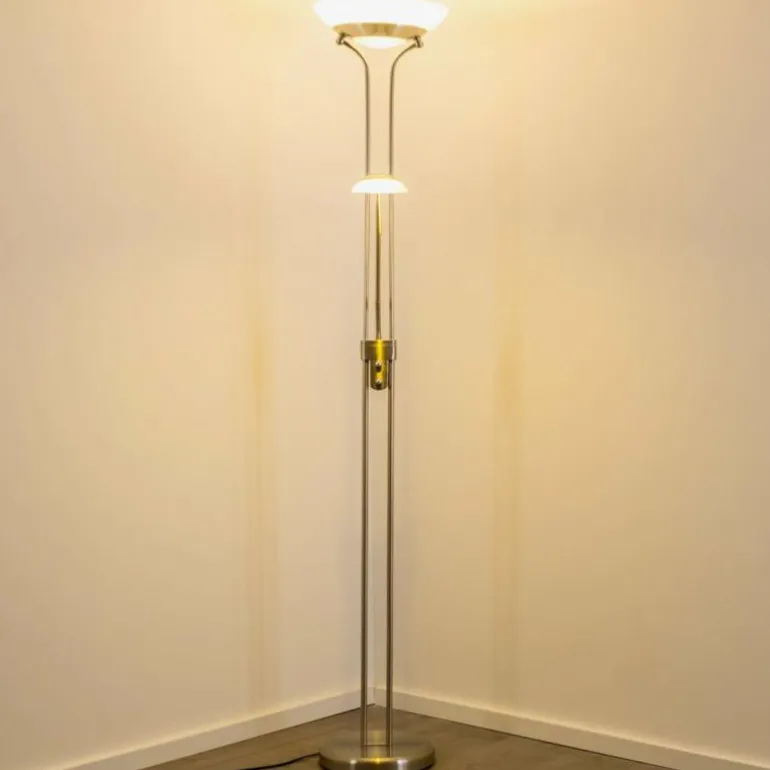 Lampadaire à vasque Biot LED Nickel mat, 2 lumières