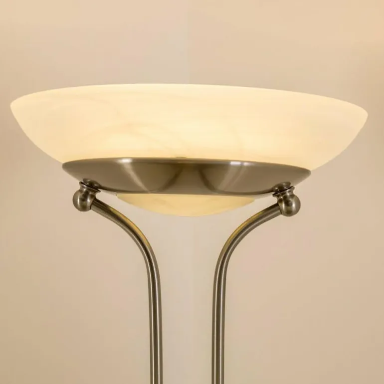 Lampadaire à vasque Biot LED Nickel mat, 2 lumières