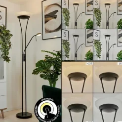 Lampadaire à vasque Chanlus LED Noir, 1 lumière