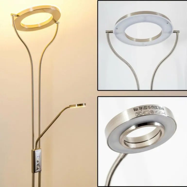Lampadaire à vasque Donna LED Nickel mat, 1 lumière