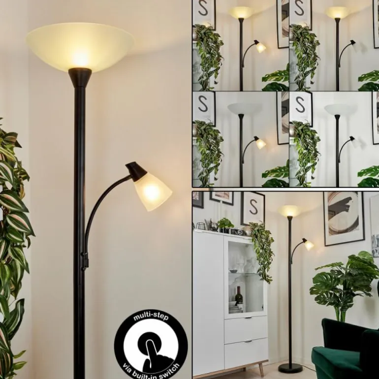 Lampadaire à vasque Phong LED Noir, 2 lumières