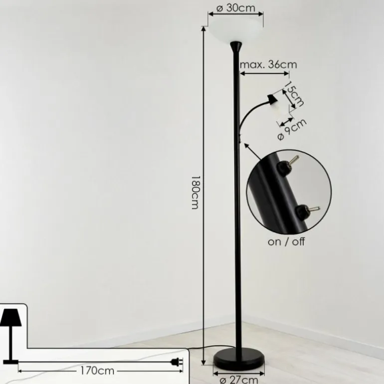 Lampadaire à vasque Phong LED Noir, 2 lumières