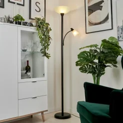 Lampadaire à vasque Phong LED Noir, 2 lumières