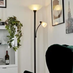 Lampadaire à vasque Phong LED Noir, 2 lumières
