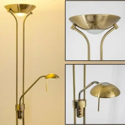 Lampadaire à vasque Rom LED Vieux laiton, 2 lumières