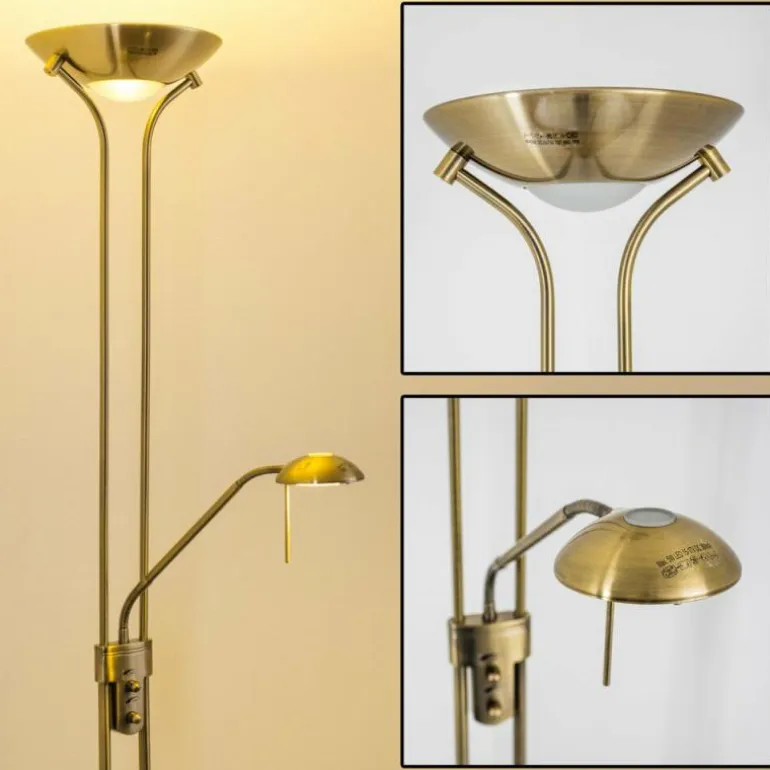 Lampadaire à vasque Rom LED Vieux laiton, 2 lumières