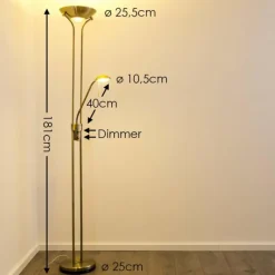 Lampadaire à vasque Rom LED Vieux laiton, 2 lumières
