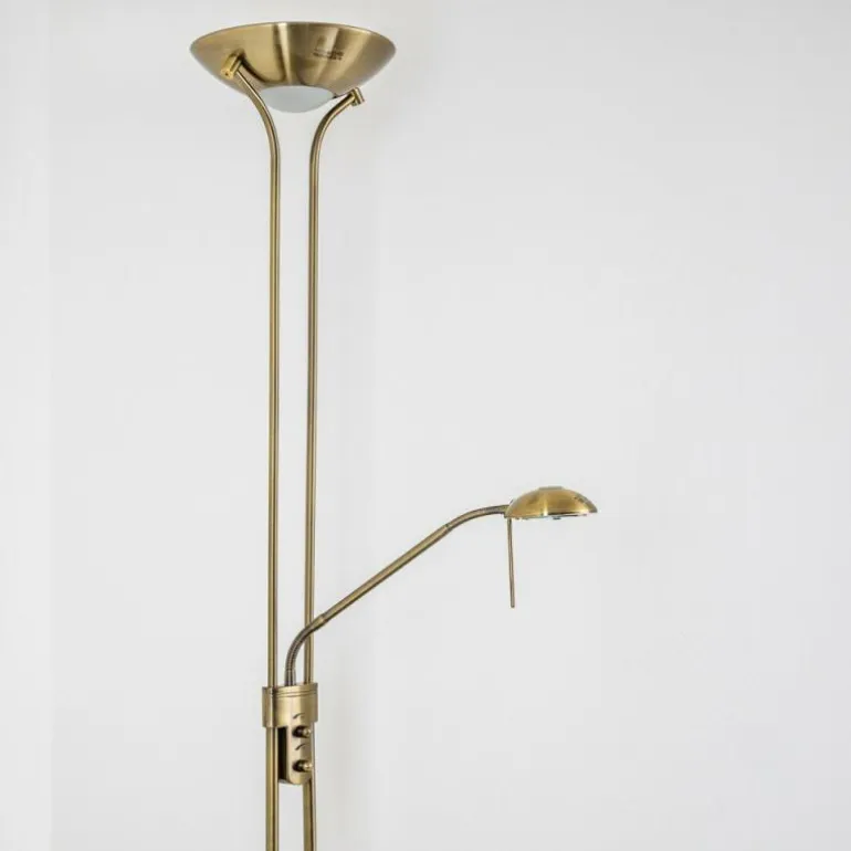 Lampadaire à vasque Rom LED Vieux laiton, 2 lumières