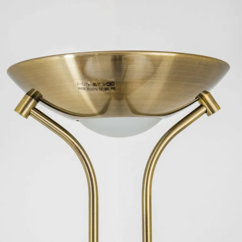 Lampadaire à vasque Rom LED Vieux laiton, 2 lumières
