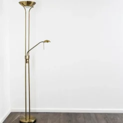 Lampadaire à vasque Rom LED Vieux laiton, 2 lumières