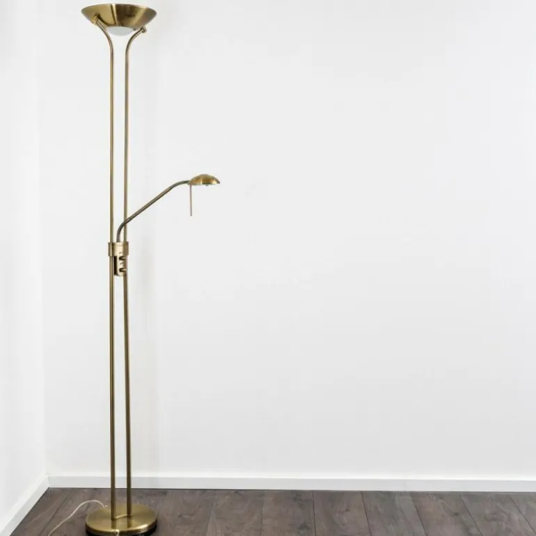 Lampadaire à vasque Rom LED Vieux laiton, 2 lumières