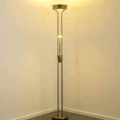 Lampadaire à vasque Rom LED Vieux laiton, 2 lumières