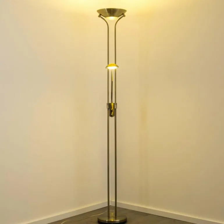Lampadaire à vasque Rom LED Vieux laiton, 2 lumières