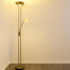 Lampadaire à vasque Rom LED Vieux laiton, 2 lumières