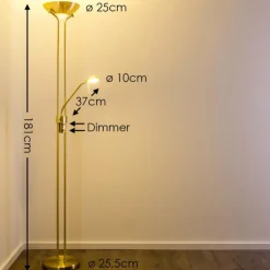 Lampadaire à vasque Rom LED Laiton, 2 lumières