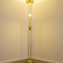 Lampadaire à vasque Rom LED Laiton, 2 lumières
