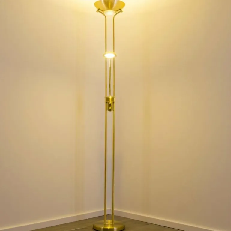 Lampadaire à vasque Rom LED Laiton, 2 lumières