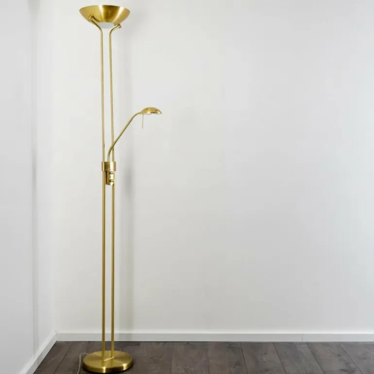 Lampadaire à vasque Rom LED Laiton, 2 lumières