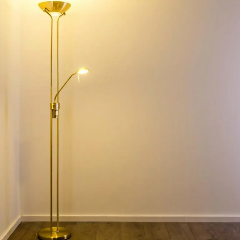 Lampadaire à vasque Rom LED Laiton, 2 lumières
