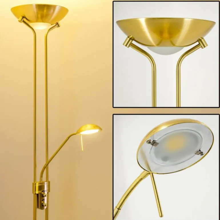 Lampadaire à vasque Rom LED Laiton, 2 lumières