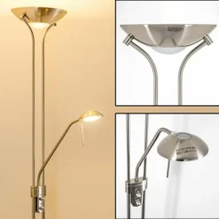 Lampadaire à vasque Rom LED Nickel mat, 2 lumières