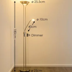 Lampadaire à vasque Rom LED Nickel mat, 2 lumières