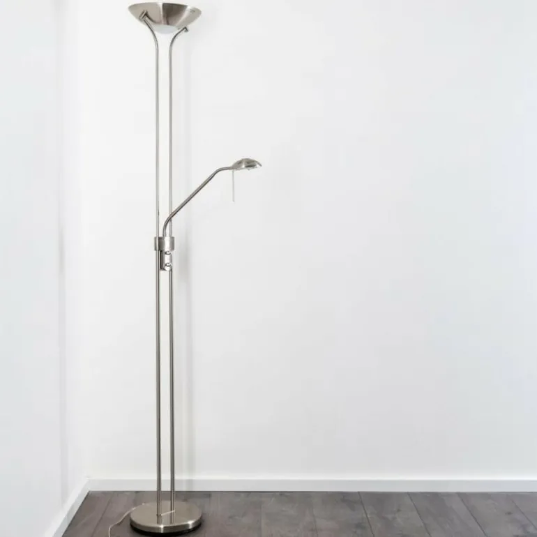 Lampadaire à vasque Rom LED Nickel mat, 2 lumières