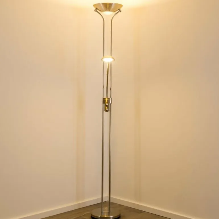 Lampadaire à vasque Rom LED Nickel mat, 2 lumières