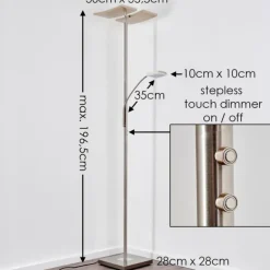 Lampadaire à vasque Thyolo LED Acier brossé, 2 lumières