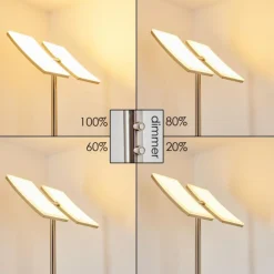 Lampadaire à vasque Thyolo LED Acier brossé, 2 lumières